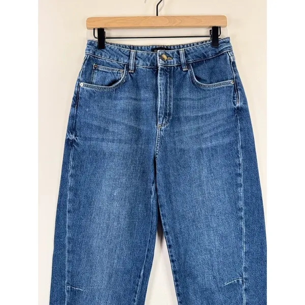Massimo Dutti Womens Jeans Blue Denim Relaxed Fit Tapered High Rise Y2K Size 6 - Image 7