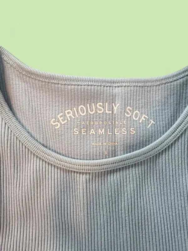 Baby Blue Ribbed Aeropostale Top - Image 2