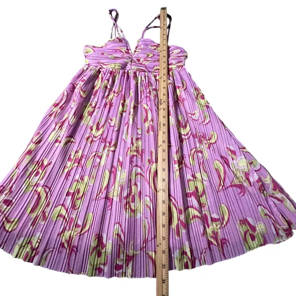 Zara‎ Pleated Mini Dress Womens M Pink Abstract Floral Double Strap NWOT - Image 8
