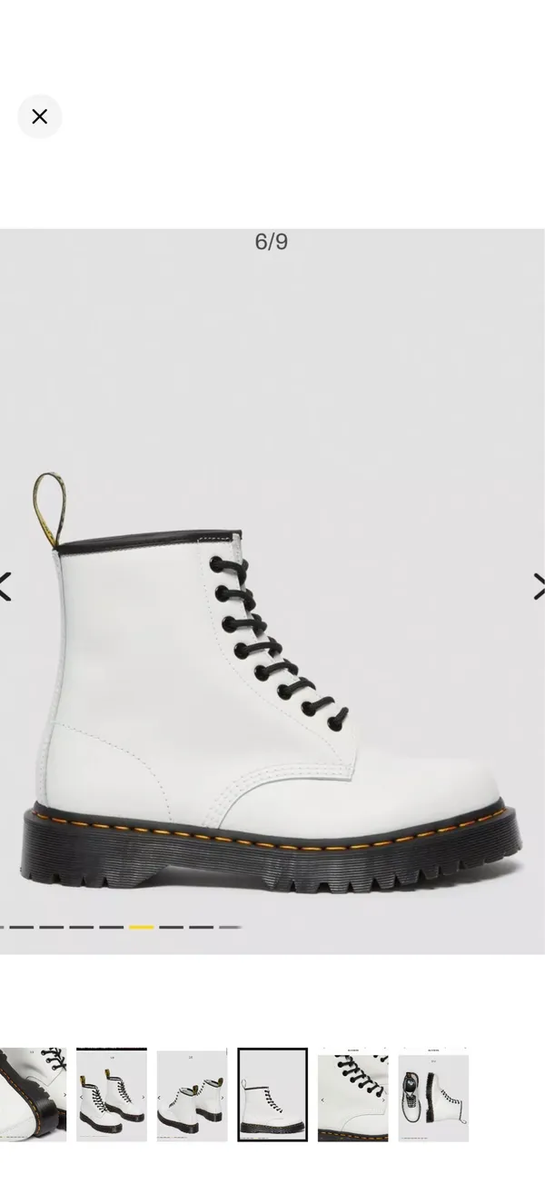 Dr. Martens White Leather 8-Eye Lace-Up Platform Boots with Black Laces - Image 7