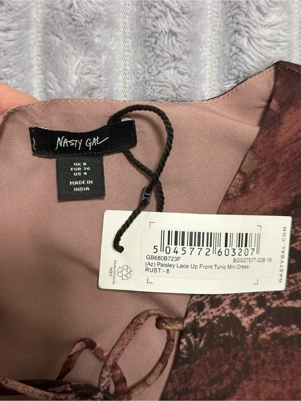 Nasty Gal Lace-Up Floral Mini Dress in Dusty Rose - Image 5