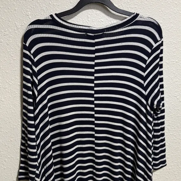 Roolee black White Striped Ribbed Knit Maxi Dress 3/4‎ Sleeve Small - Image 6