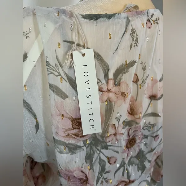 NWT Love Stitch Woman’s White Flower Airy Lightweight Boho Maxi Dress Size Large - Image 12