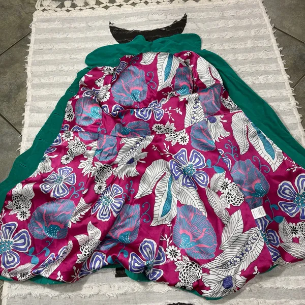 Whimsical vibrant green Judith March coat Measure Like Small Satin lined Boho - Image 8