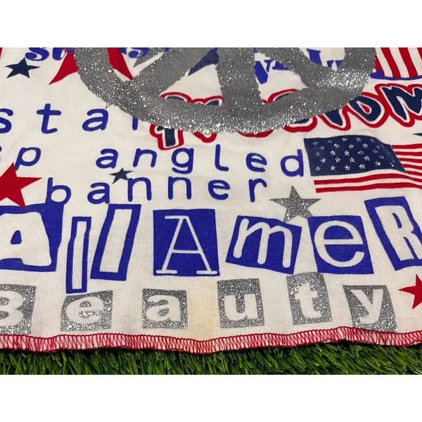 Realitee Y2K USA Patriotic Peace Sign Tank Top Glitter Stars Stripes Made USA M - Image 9