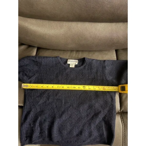 Vtg Pendleton Merino Wool Knit Sweater Blue Shrunk Fits Womens XS/S Cropped FLAW - Image 5