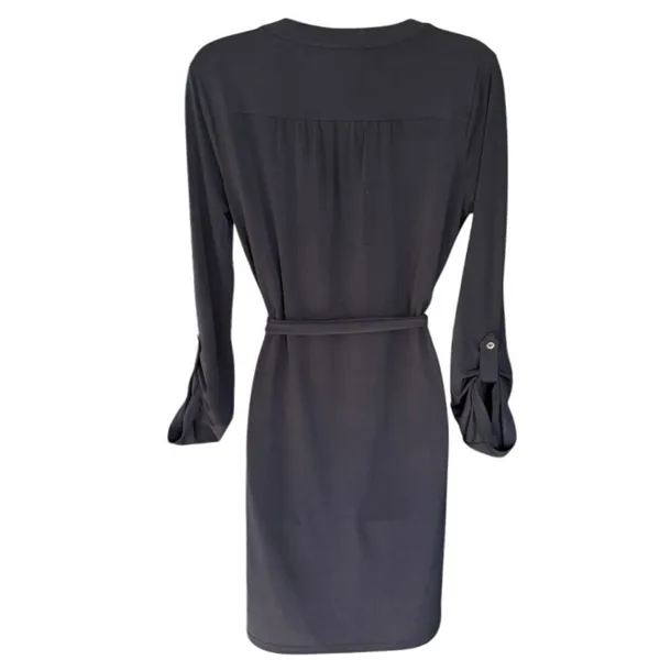 Michael Kors Belted‎ Mini Dress with Gold Chain Sz S Navy Blue - Image 3