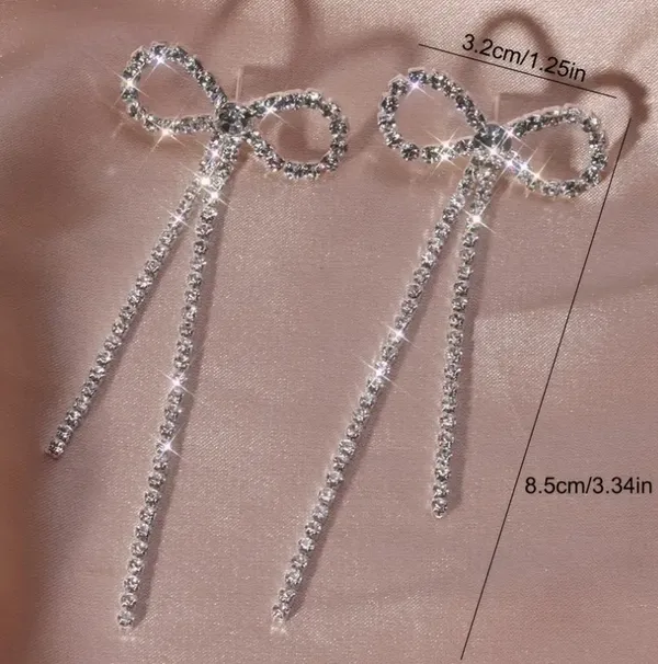 NEW - Bowknot tassel earrings, bow jewelry, dangle bowknot, coquette bow - Image 2