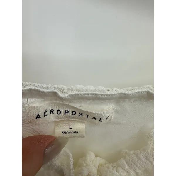 Aeropostale Cream Lace Mini Babydoll‎ Dress Size L Witchy Fairy Coquette Dainty - Image 6