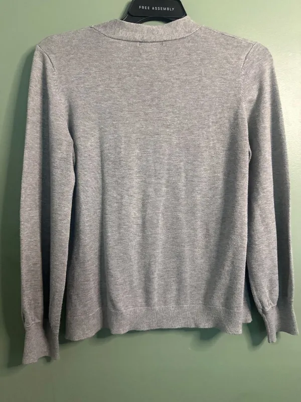 Adrianna Papell Gray Bow Neck Sweater Women's L Long Sleeve Quiet Luxury career - Image 6