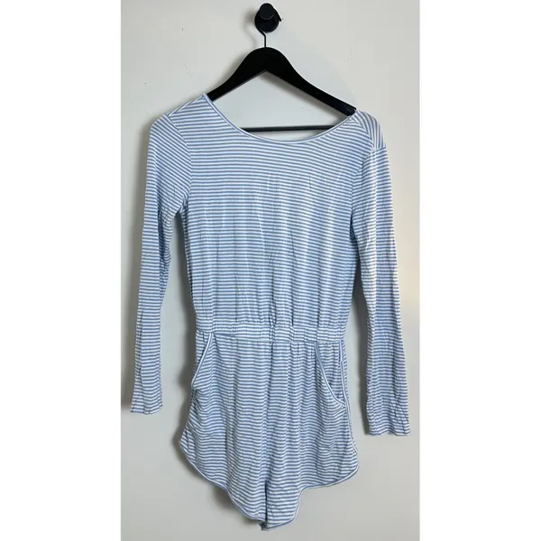 FREE PEOPLE Yvette Striped Romper in Chambray Size X-Small - Image 2