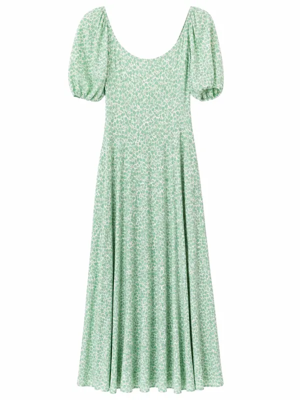 Boden Milkmaid Dress Womens 6P Sage Green Ditsy Floral Puff Sleeve - Image 3