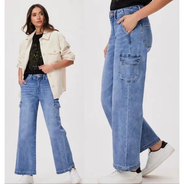 Paige Carly Cargo jeans wide leg high rise size 27 - Image 10