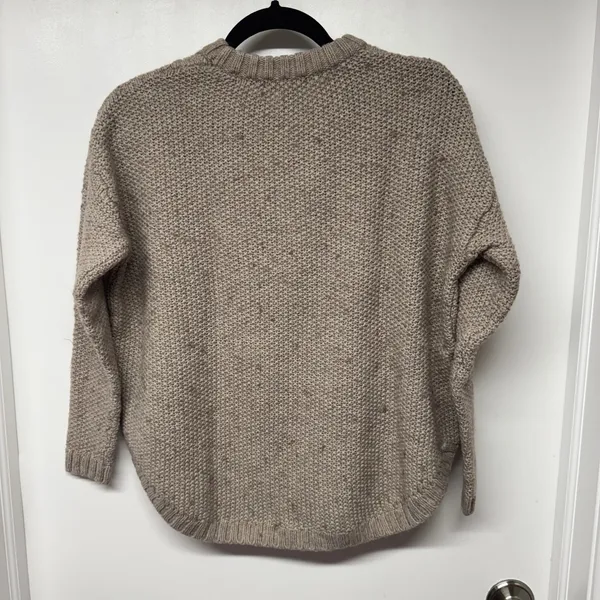 MNG Mango Mock Neck Tan Wool Blend Cable Knit Sweater Womens Size XS Oversized - Image 2