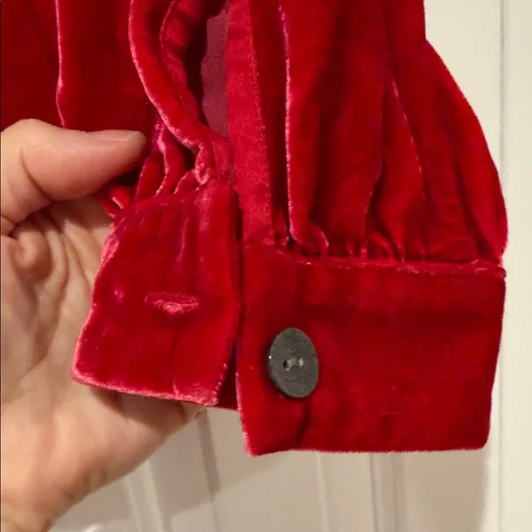 J. Jill Rich Red Velvet Button Down Shirt medium‎ - Image 4