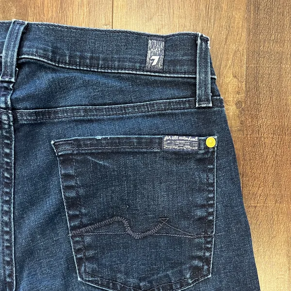 7 for All Mankind Straight Leg Women Size 27 Blue Jean Low Rise Dark Wash - Image 8
