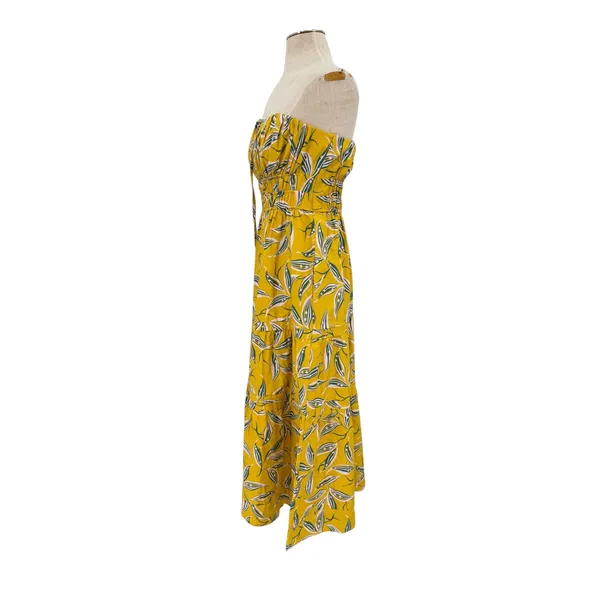 Anthropologie Somerset Strapless Maxi Dress Yellow Floral Tiered Size Small - Image 5