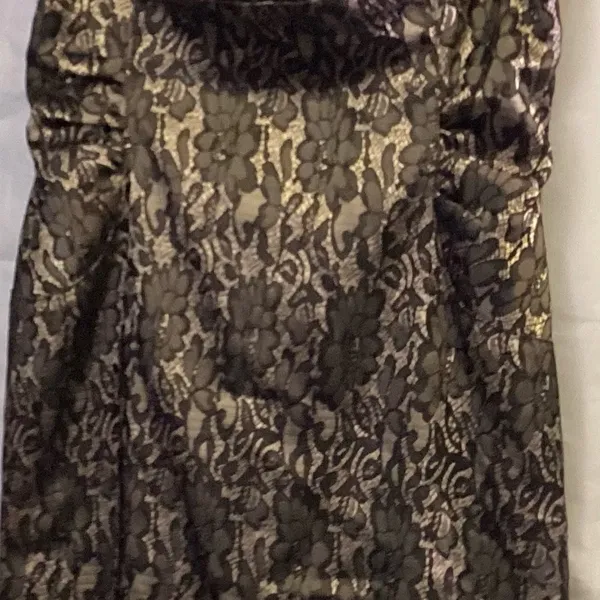 Ann Taylor Elegant Black Lace Dress Cocktail nude underlay - Image 3