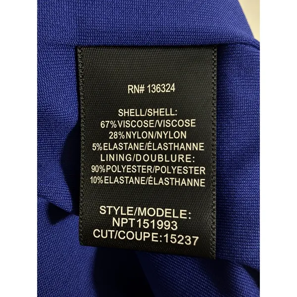 Halston Heritage Blue Ponte Cutout Sheath Dress Long Sleeve Bodycon XS - Image 5