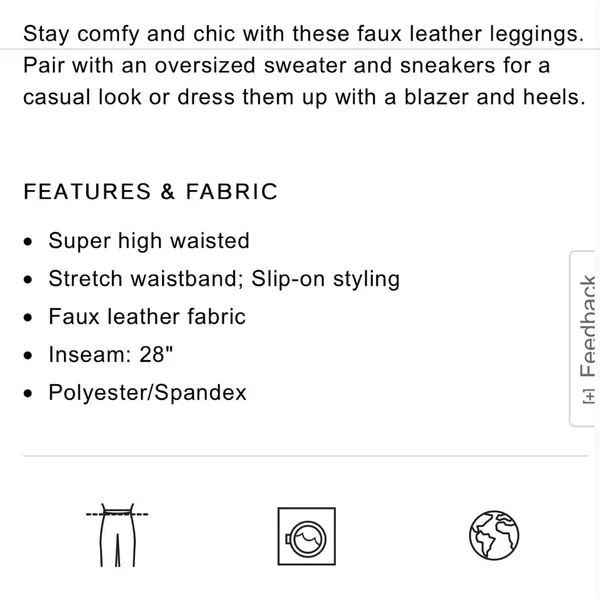 Express NWT high waisted faux Thermal leather pull on leggings Size S - Image 10