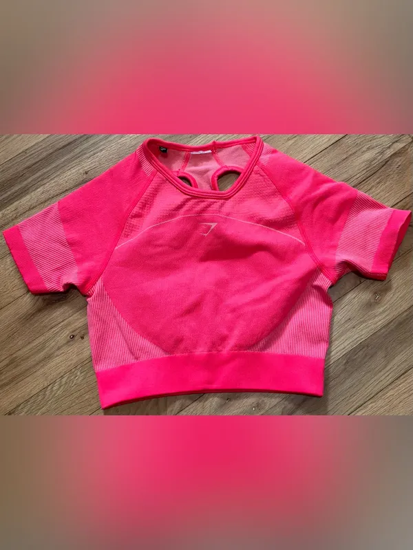 #88 Gymshark Pink Ultra Seamless Crop Top Size S - Image 6