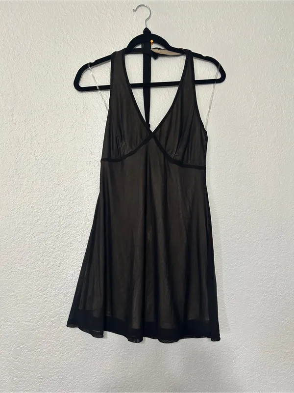 wild fable Black Sheer Halter Backless Mini Dress - Image 3