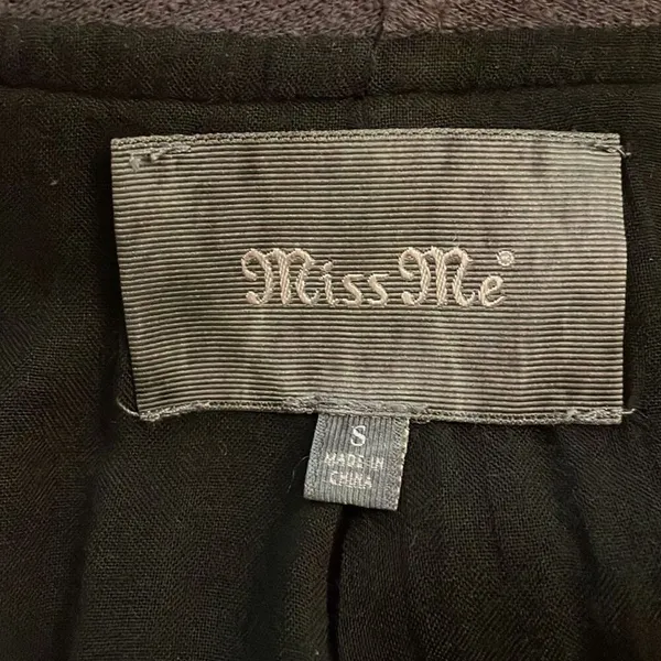 Miss Me Womens Jacket Small Dark Gray Black Mixed Media Faux Leather Moto Biker - Image 2