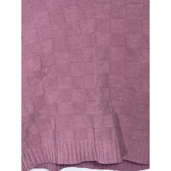 Abercrombie & Fitch Pink Checkered Textured Knit Pullover Crew Neck Sweater Sz M - Image 5