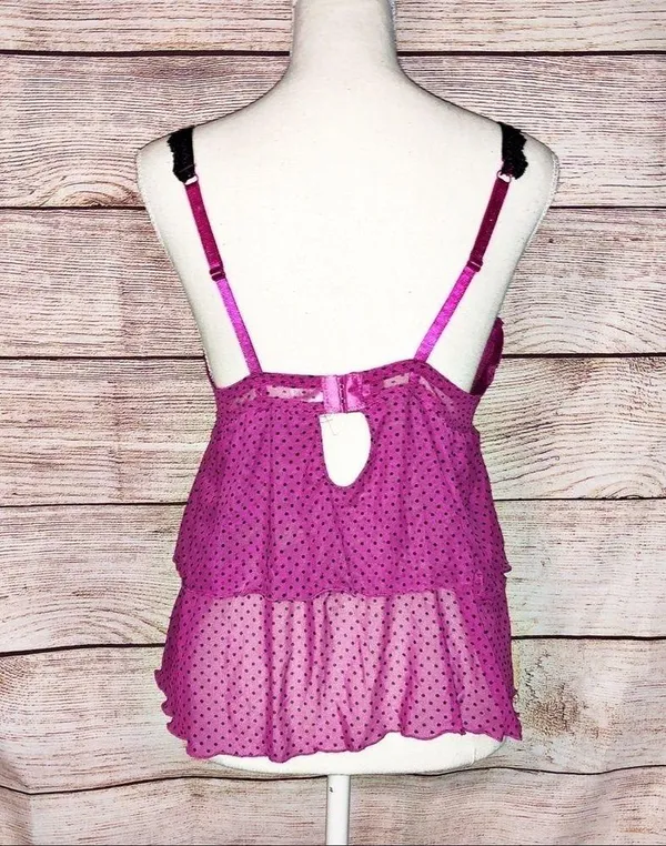 Jaclyn Smith Pink and Black Polka Dot Camisole Size L - Image 4