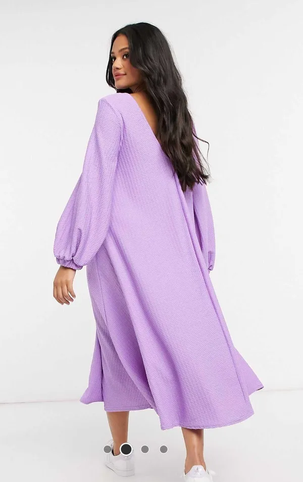 ASOS Purple Textured Smock Dress - Image 2