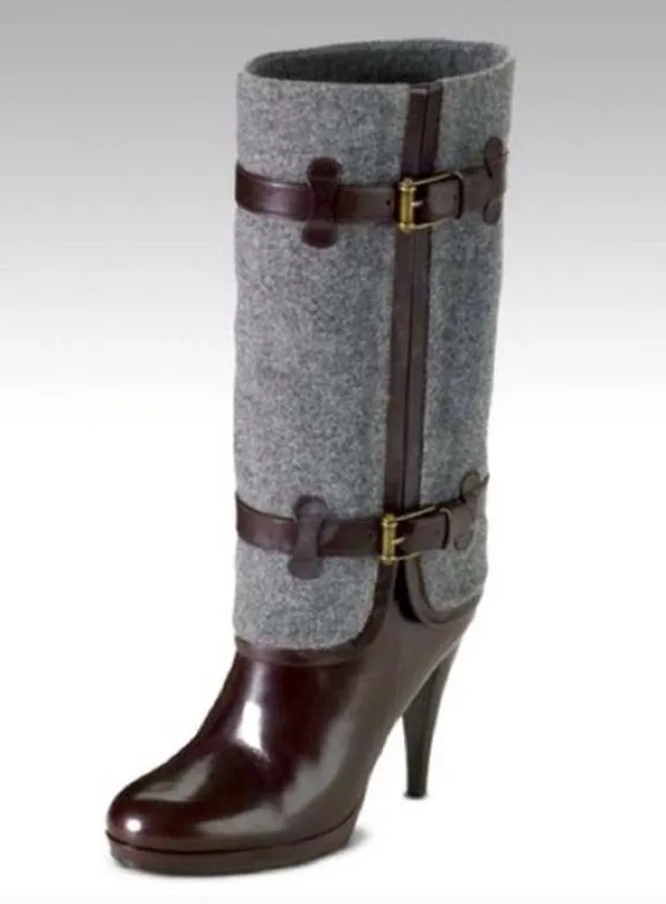 Kennedy Wool/Leather Boots Gray Brown Size 8B - Image 9