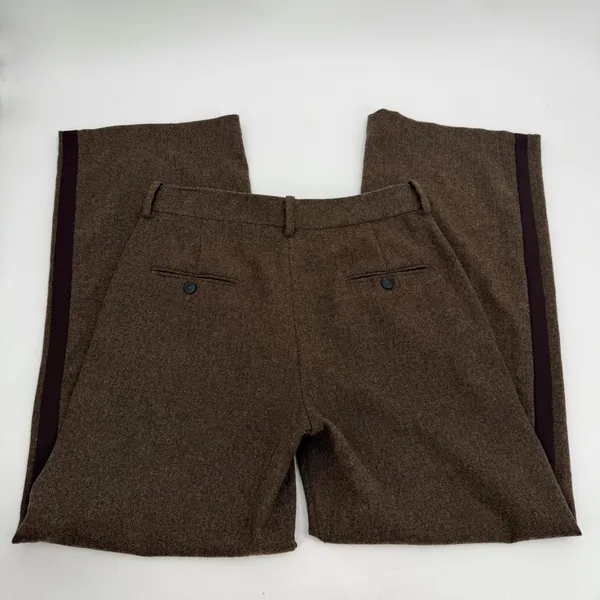 Zara Trousers Women’s M Brown Side Stripe Relaxed Wide Leg Tailored Winter Pants - Image 10