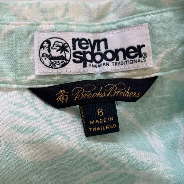Brooks Brothers Reyn‎ Spooner Hawaiian Traditionals Shirt Dress Sz 6 Blue White - Image 4