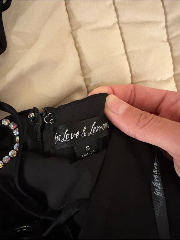 For Love and Lemons Black Elora Satin Mini Dress - Image 2