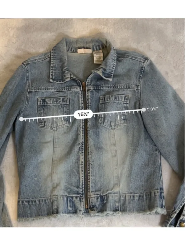 Women's Y2K 2000s Faded Glory Blue Jean Jacket M - Image 4