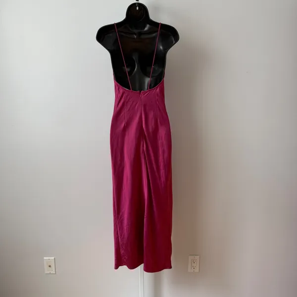 Lioness Revolve S Magenta Pink Satin Cowl Neck Maxi Dress Feminine Dainty Formal - Image 6