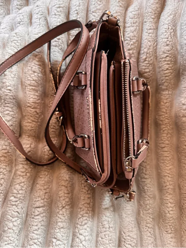 Guess Pink Monogram Mini Satchel Crossbody Purse - Image 3
