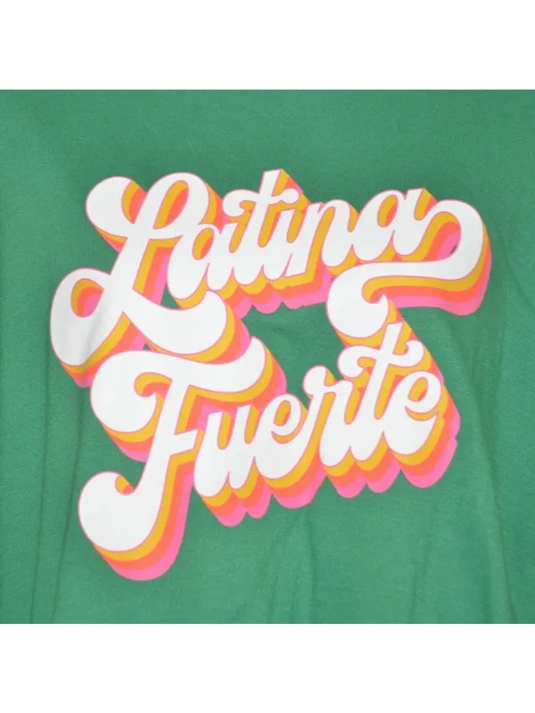 Latino Heritage Month Retro Look Green Cropped Sweatshirt Size XL Latina Fuerte - Image 2