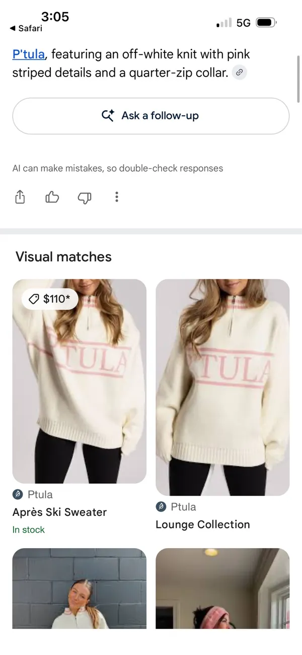 P'tula apres Cream & Pink Half-Zip Logo Knit Ski Sweater - Image 8