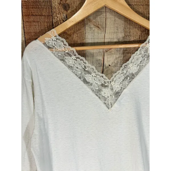 Vtg 80s Christian Dior Saks Fifth Avenue Lace Nightgown Cream White Slip Dress - Image 11
