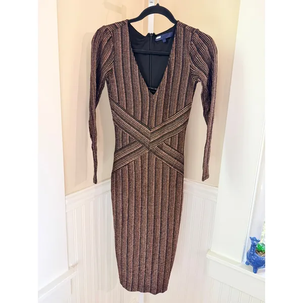Rachel Rachel Roy Copper Quinn Metallic‎ Bodycon Dress Size Small - Image 2