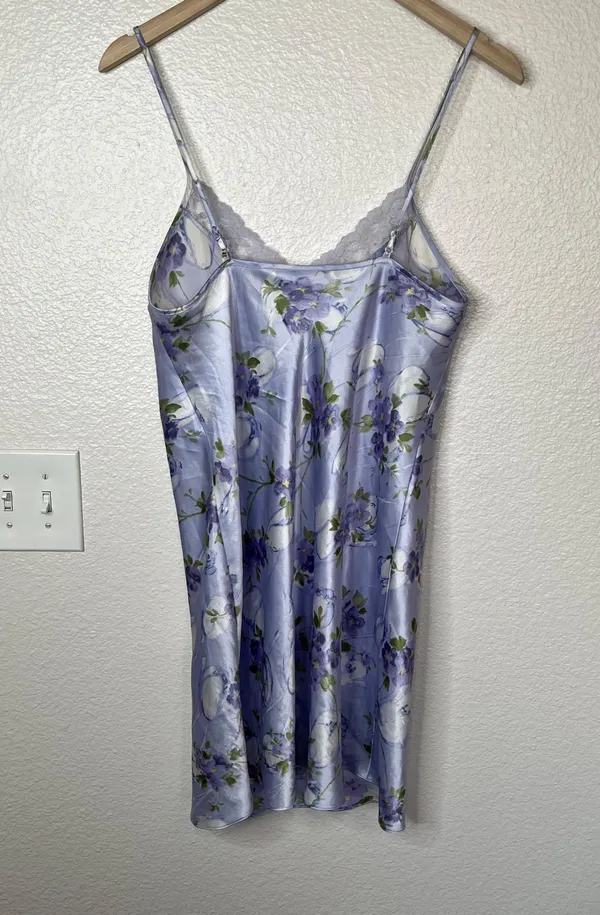 Gilligan & OMalley Floral Satin Slip Nightgown Dress Lace Trim Small - Image 7