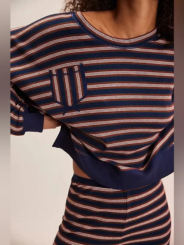 NWT Free People FP Intimately Make It Happen Pullover - brown / navy - XS - Image 5