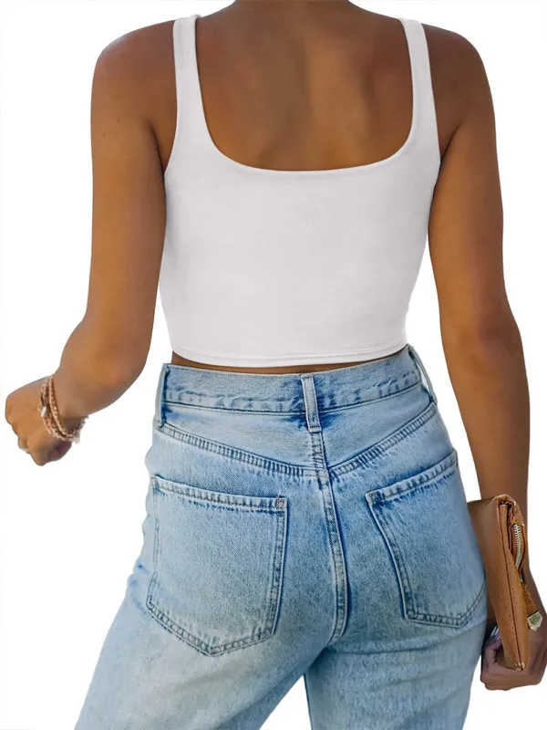 ReoRia White Square Neck Crop Tank Size L - Image 2