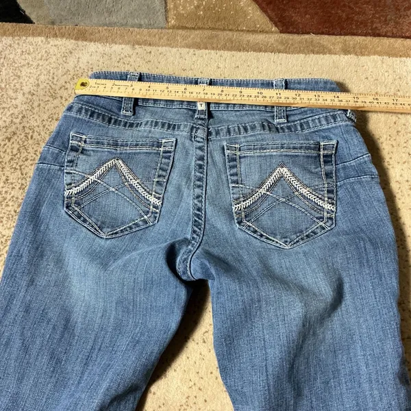 Ariat REAL Straight Icon Jeans Womens 29R Blue Rainstorm Western Denim Mid Rise - Image 4