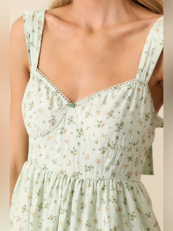 MINE In the wildflowers mint green floral tiered maxi dress NWT - Image 3
