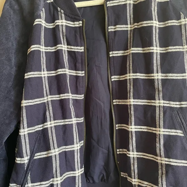 A New Day‎ blue plaid faux suede sleeves jacket - Image 9