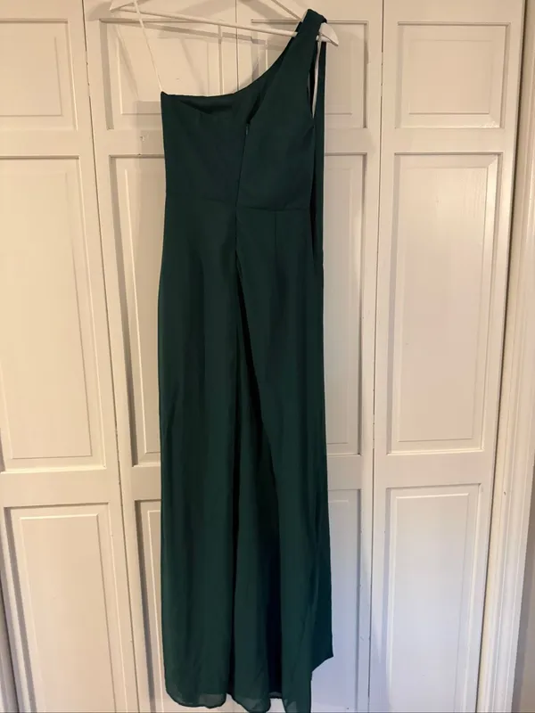 Lulus NWT one shoulder green draped sash maxi dress aml - Image 5