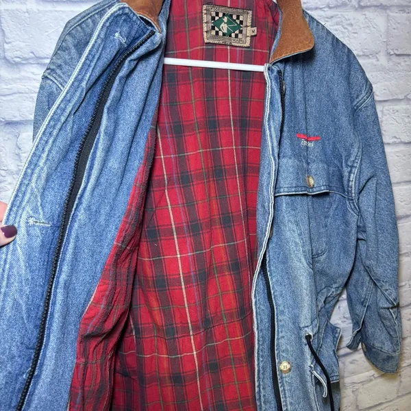 Rode Walker Vintage Chore Barn Field Coat Blue Denim Jacket Men's Medium USA - Image 15