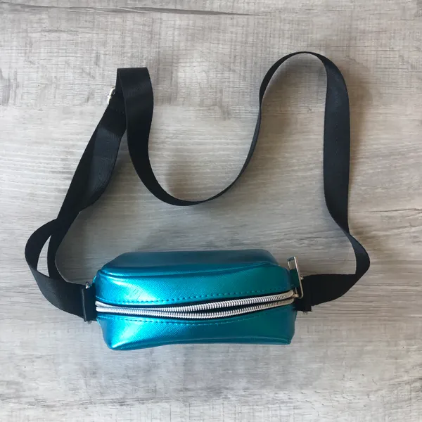 Metallic Blue Crossbody Bag - Image 2